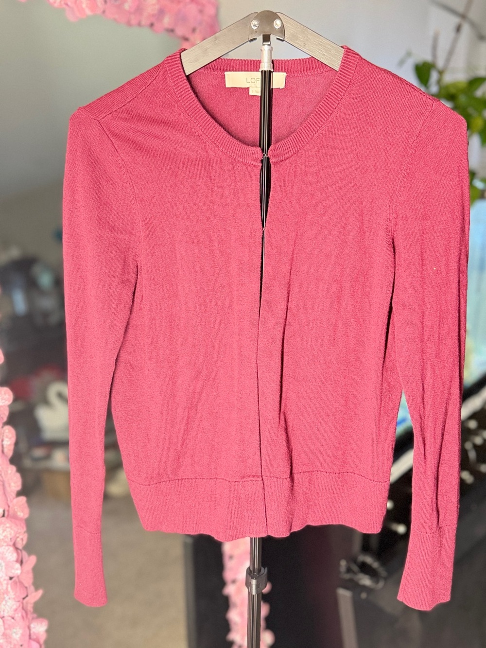 LOFT Crewneck Button-Front Cardigan
